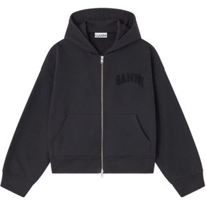 Ganni, Dames, Sweatshirts & Hoodies, Zwart, Maat: S