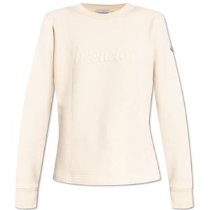 Moncler, Dames, Sweatshirts & Hoodies, Beige, Maat: S Katoen,