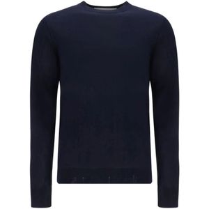 Golden Goose - Heren Truien - Blauw - Wol - Geribbelde Fleece Wollen Trui met Raffeleffect