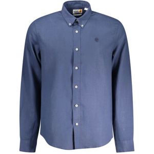 Timberland, Heren, Overhemden, Blauw, Maat: S Katoen,