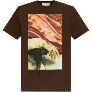 Alexander McQueen, Heren, Tops, Bruin, Maat: S Katoen,