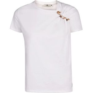 Elisabetta Franchi, Dames, Tops, Wit, Maat: S Viscose,