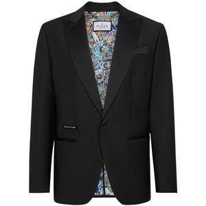 Philipp Plein, Heren, Jassen, Zwart, Maat: 3XL Wol,