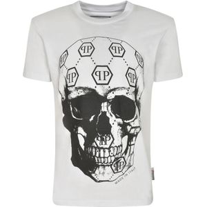 Philipp Plein, Heren, Tops, Wit, Maat: S Katoen,