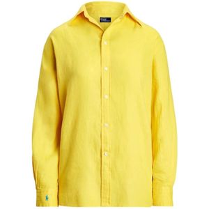 Polo Ralph Lauren, Dames, Blouses & Shirts, Geel, Maat: L Linnen,
