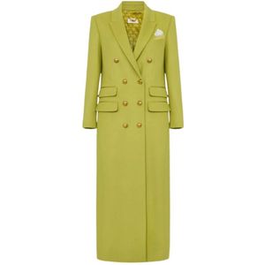 Elisabetta Franchi, Dames, Mantels, Groen, Maat: XS Wol,