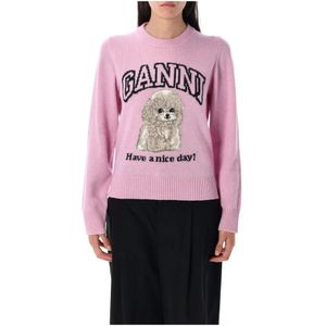 Ganni, Dames, Truien, Roze, Maat: M Wol,