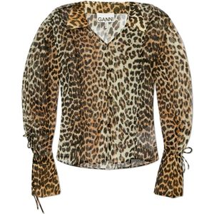 Ganni Shirt met stippenpatroon , Brown , Dames , Maat: S