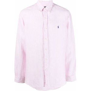 Polo Ralph Lauren, Heren, Overhemden, Roze, Maat: XL Linnen,