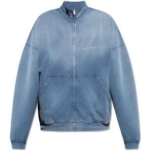 Balenciaga, Heren, Sweatshirts & Hoodies, Blauw, Maat: L Katoen,