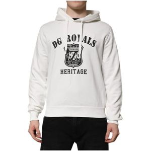 Dolce & Gabbana, Heren, Sweatshirts & Hoodies, Wit, Maat: M Katoen,