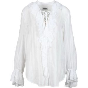 Dondup, Dames, Blouses & Shirts, Wit, Maat: L Katoen,