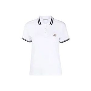 Moncler Gestreept Poloshirt in Wit , White , Dames , Maat: M