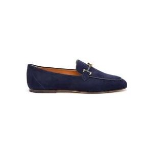 Tod's Blauwe Suède Loafer Leren Zool , Blue , Dames , Maat: 38 EU