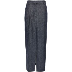 Brunello Cucinelli, Dames, Rokken, Blauw, Maat: M Katoen,