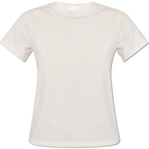 Moncler T-shirt met logo , White , Dames , Maat: S