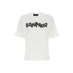 Dsquared2 Witte katoenen T-shirt , White , Dames , Maat: XS