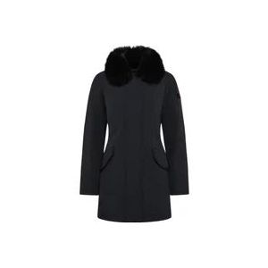 Peuterey Lange Desmot Fur Parka , Black , Dames , Maat: XL