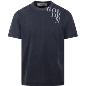Golden Goose - T-shirt - Blauw - Grafisch Detail - Heren - 100% Katoen