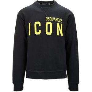 Dsquared2, Heren, Sweatshirts & Hoodies, Zwart, Maat: M Katoen,