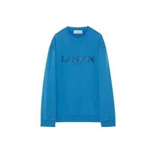 Lanvin Blauwe Katoenen Sweatshirt Oversize Neptune , Blue , Heren , Maat: L