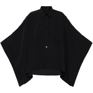 MM6 Maison Margiela, Dames, Blouses & Shirts, Zwart, Maat: S Leer,
