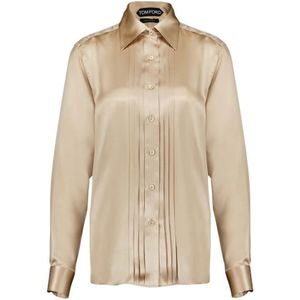Tom Ford, Dames, Blouses & Shirts, Beige, Maat: XS Zijde,