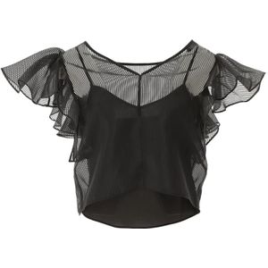 Karl Lagerfeld, Dames, Blouses & Shirts, Zwart, Maat: S Nylon,