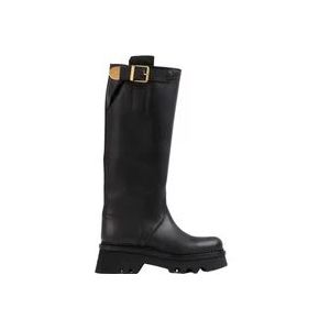 Chloé Stoere en Comfortabele Owena Hoge Leren Laarzen , Black , Dames , Maat: 37 EU