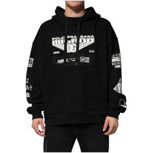 Dolce & Gabbana, Heren, Sweatshirts & Hoodies, Zwart, Maat: XL Katoen,