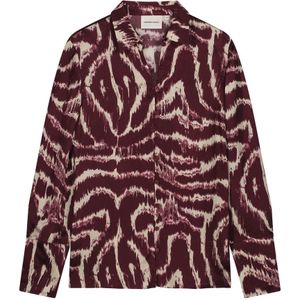 Fabienne Chapot - Blouse - Crème/Bourgogne - Lange Mouw - Normale Pasvorm