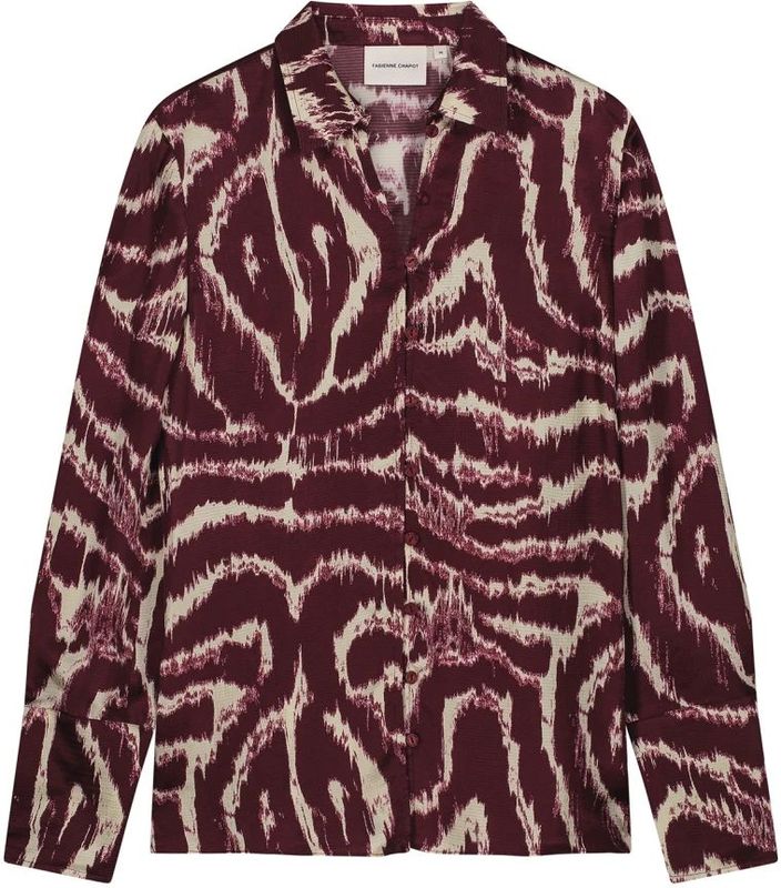 Fabienne Chapot - Blouse - Crème/Bourgogne - Lange Mouw - Normale Pasvorm