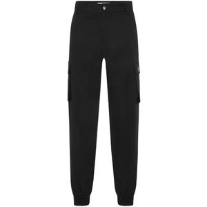 Philipp Plein, Heren, Broeken, Zwart, Maat: S Katoen,
