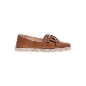 Tod's Bruine Leren Espadrilles - Zakelijke Stijl , Brown , Dames , Maat: 36 1/2 EU