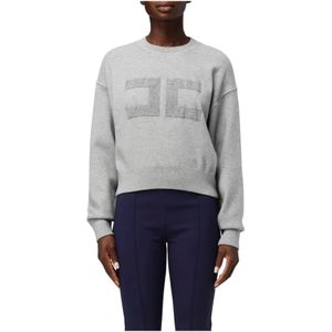 Elisabetta Franchi, Dames, Sweatshirts & Hoodies, Grijs, Maat: L Viscose,