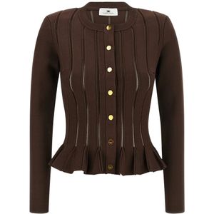 Elisabetta Franchi, Dames, Truien, Bruin, Maat: XS Viscose,