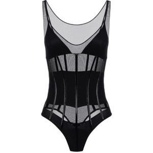 Elisabetta Franchi, Dames, Tops, Zwart, Maat: XS Vinyl,