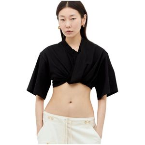 Jacquemus, Dames, Tops, Zwart, Maat: M Katoen,