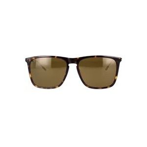 Gucci Rechthoekige zonnebril met metalen en plastic montuur , Brown , Heren , Maat: 58 MM