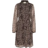 Cream - Luipaardprint Jurk - Bruin - Dames - Overhemdkraag