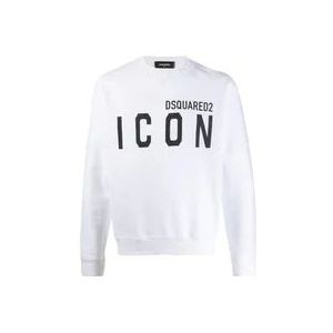 Dsquared2 Icon Logo Sweatshirt met Fleece Voering , White , Heren , Maat: XL