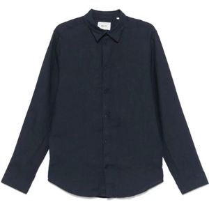 Nn07, Heren, Overhemden, Blauw, Maat: L Linnen,