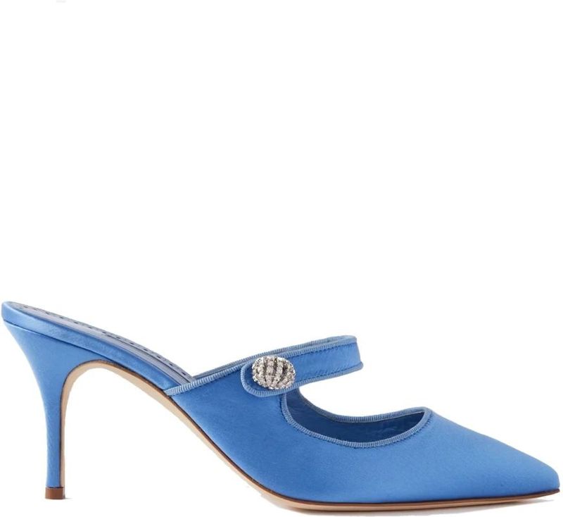 Manolo Blahnik - Camparimu Jewel - Muiltjes - Zwart - 100% Zijde