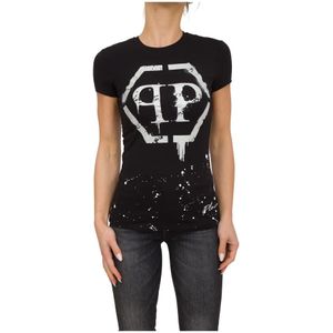 Philipp Plein, Dames, Tops, Zwart, Maat: S Katoen,