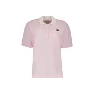 Moncler Klassieke Polo met Drukknoopsluiting , Pink , Dames , Maat: XS