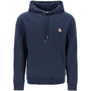 Maison Kitsuné, Heren, Sweatshirts & Hoodies, Blauw, Maat: S Katoen,