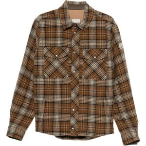 Moncler, Heren, Overhemden, Bruin, Maat: L Wol,