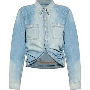 R13, Dames, Blouses & Shirts, Blauw, Maat: M Denim,