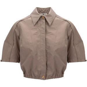 Elisabetta Franchi, Dames, Blouses & Shirts, Bruin, Maat: S Leer,