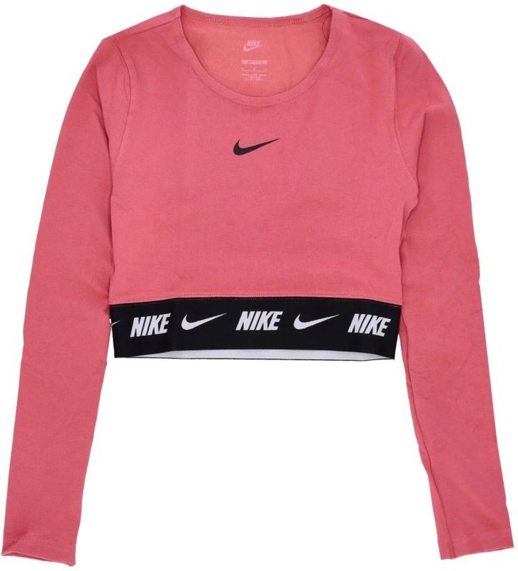 Nike - Sporty Crop Langarm T-Shirt - Roze - Dames - Katoen